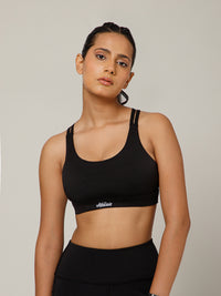 Geometric Strap Sports Bra Black