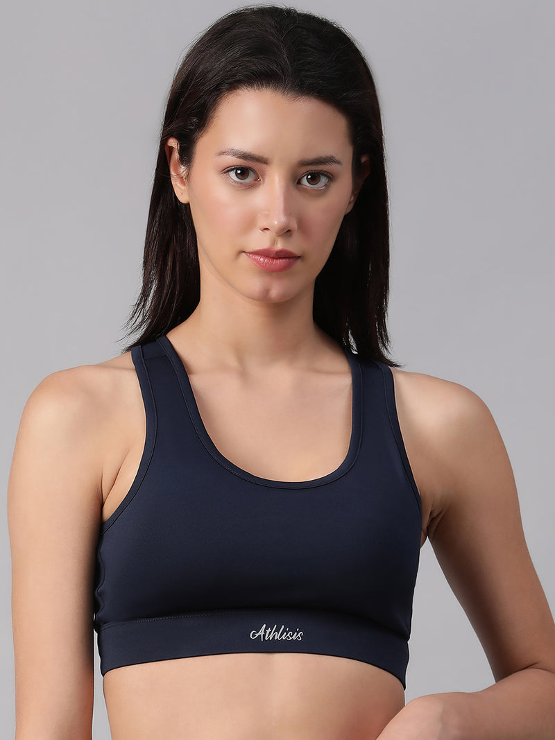 Minimalist Cutout Sports Bra Navy
