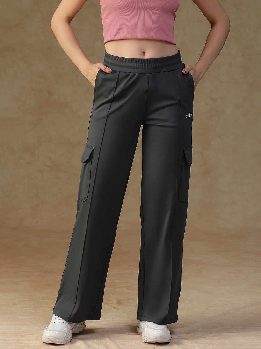 Pleated Cargo Pants Grey