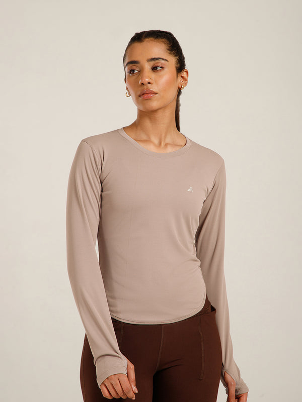 Bodycon Thumbhole T-shirt Beige