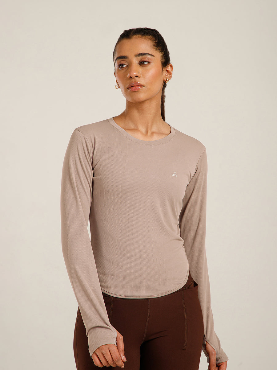 Bodycon Thumbhole T-shirt Beige