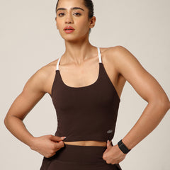 Cross Back Built In Bra Espresso