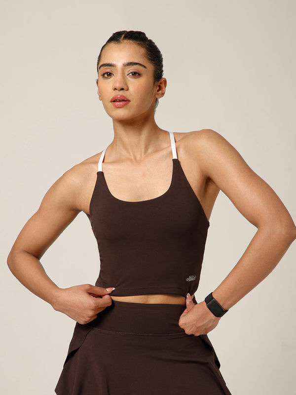 Cross Back Built In Bra Espresso