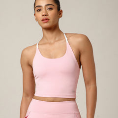 Cross Back Built In Bra Blush Pink