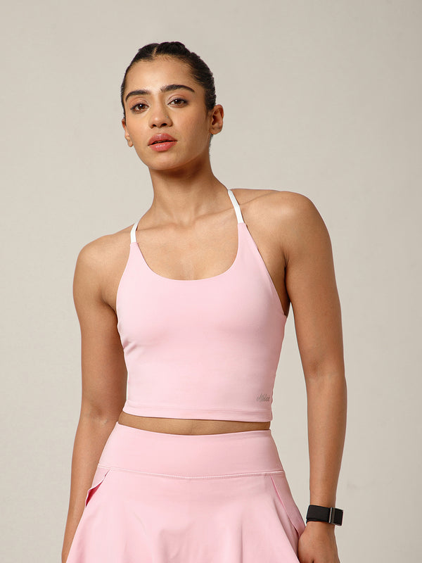 Cross Back Built In Bra Blush Pink
