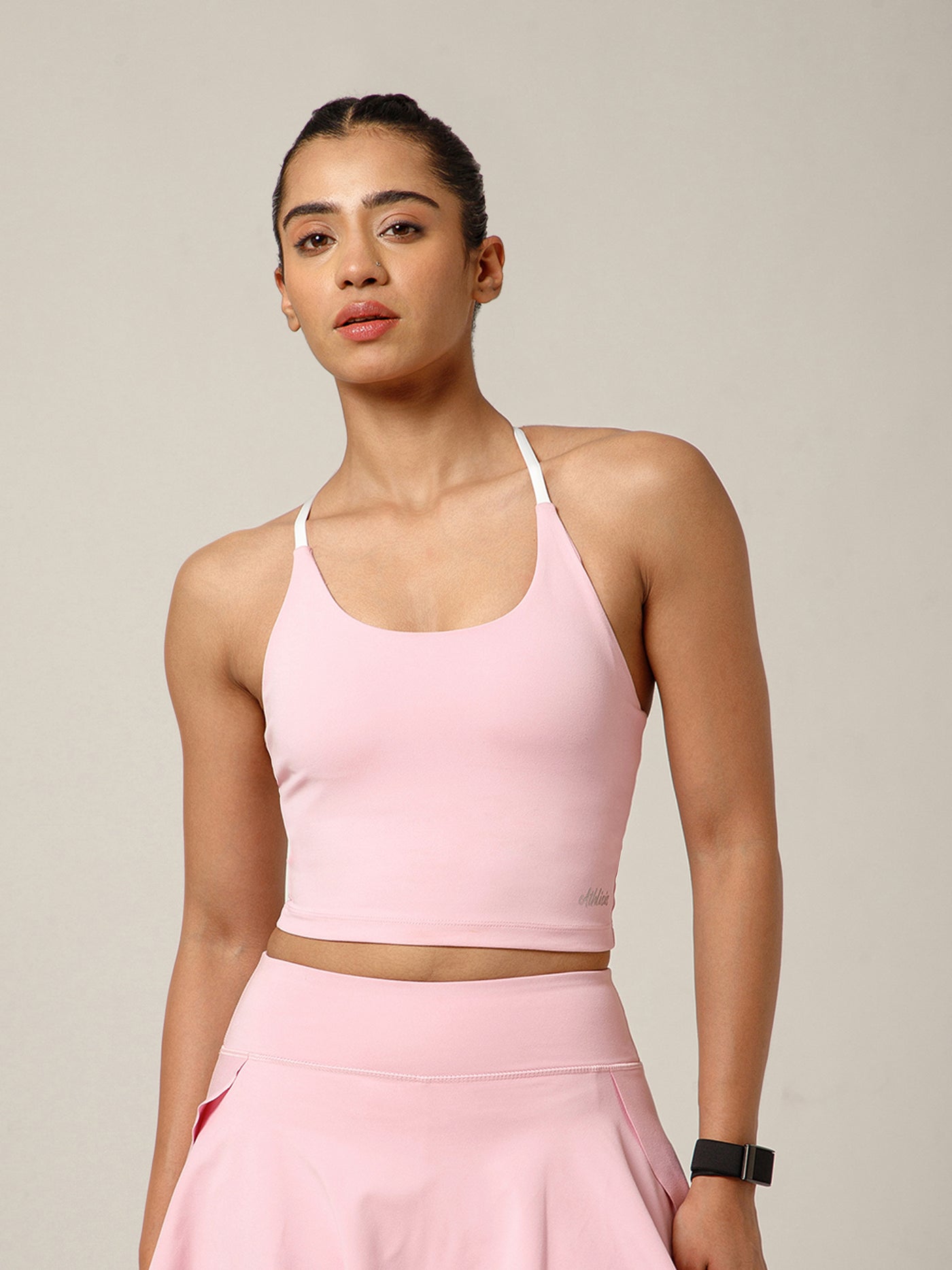 Cross Back Built In Bra Blush Pink
