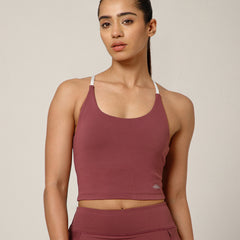 Cross Back Built In Bra Mauve
