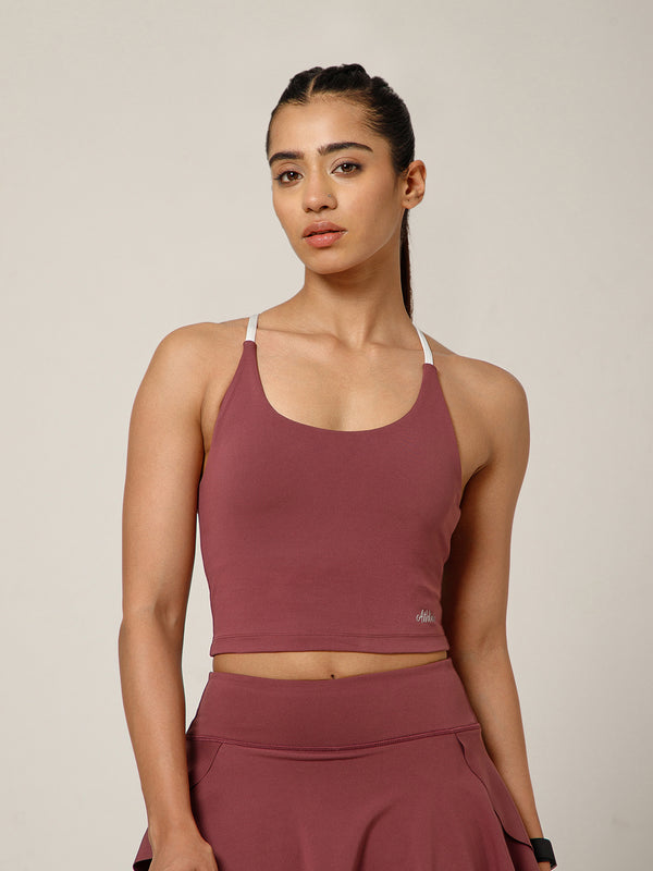 Cross Back Built In Bra Mauve
