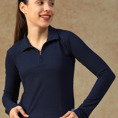Aero Zip Polo T-shirt Navy