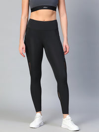 Mesh Panel Pocket Leggings Black