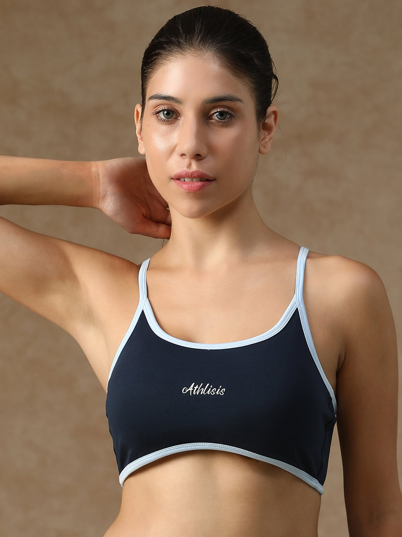 Flow Piping Sports Bra Navy