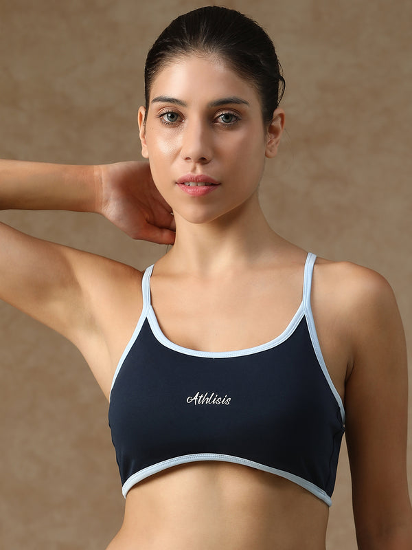 Flow Piping Sports Bra Navy