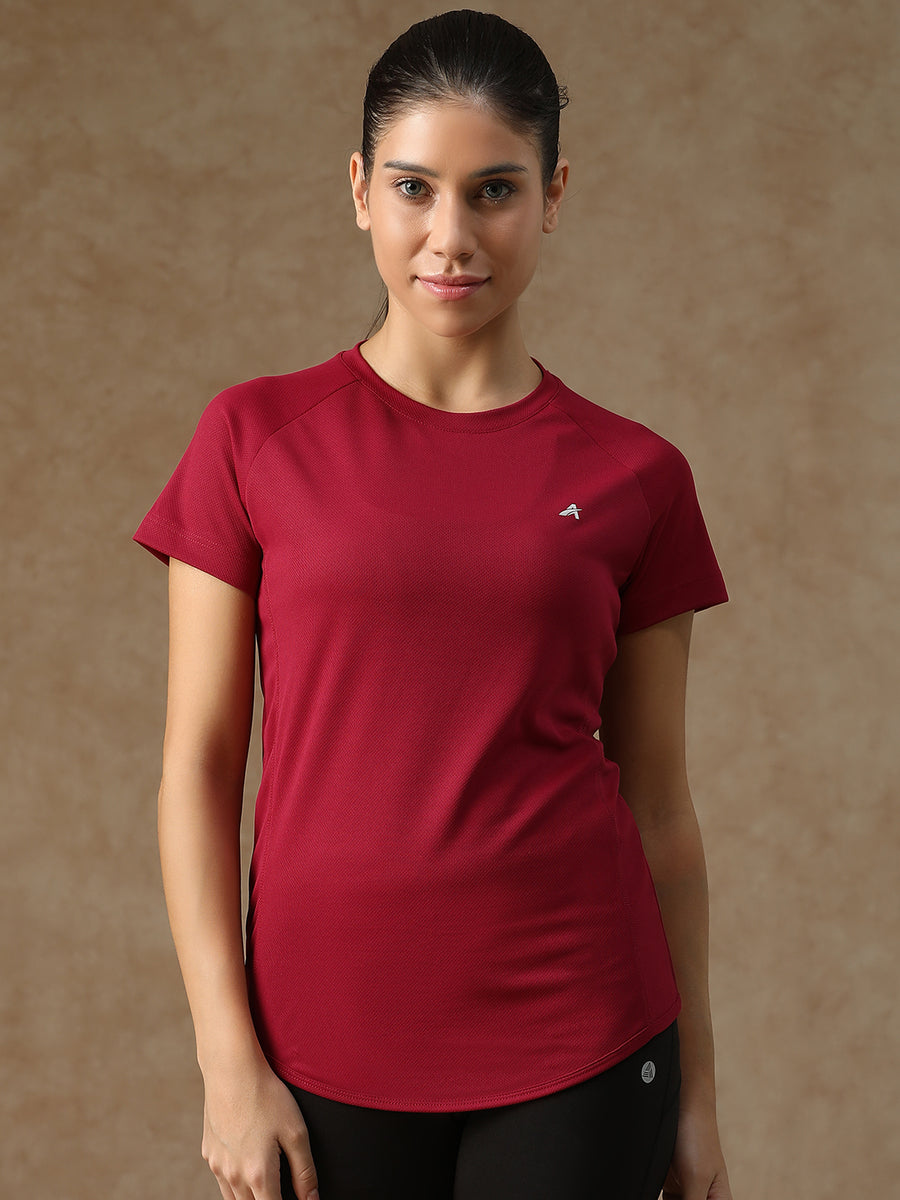 V Panel T-Shirt Maroon