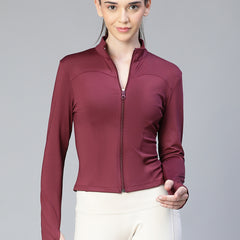 Sculpt Crop Jacket Maroon