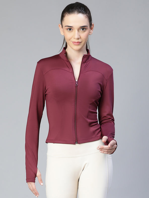 Sculpt Crop Jacket Maroon