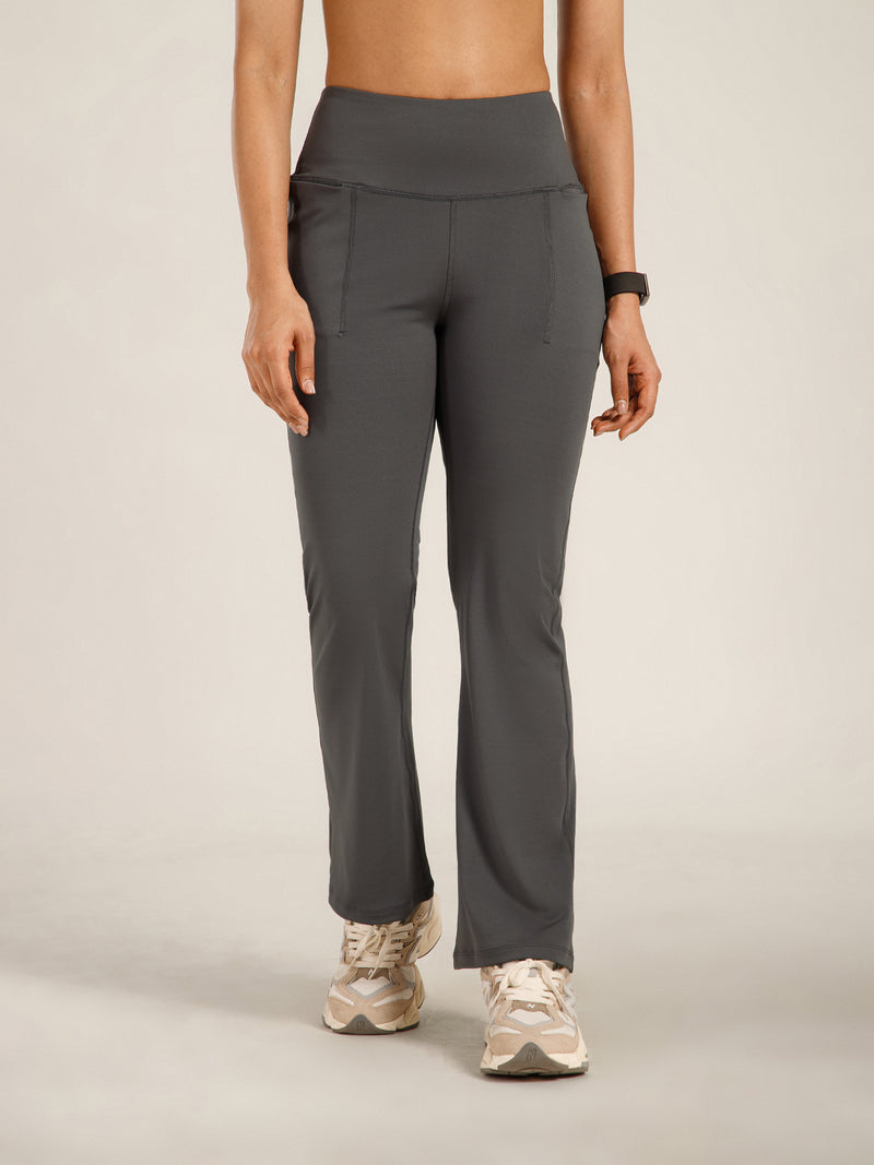 Defined Seam Flare Pant Grey