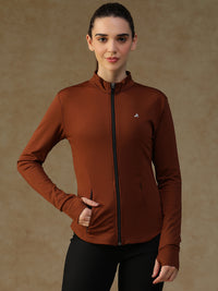 Ribbed Zip up Jacket Rust