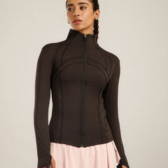Defined Seam Zip Jacket Brown