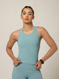 Built In Bra Racer Back Top Ice Blue