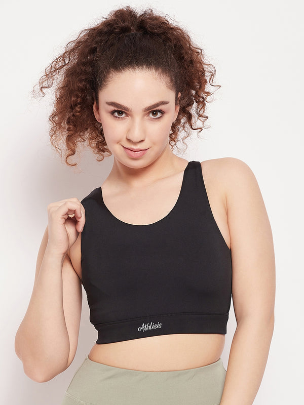 Criss-Cross Back Sports Bra Black