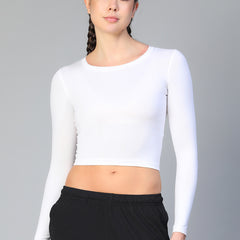 Essential Full Sleeve Crop top White