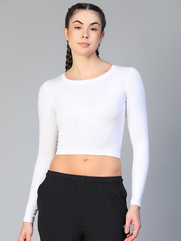 Essential Full Sleeve Crop top White