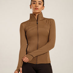 Defined Seam Zip Jacket Tan