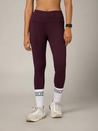 Ribbed High Waist Leggings Maroon
