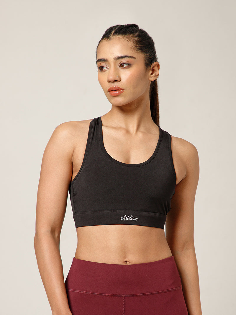 Minimalist Cutout Sports Bra Black