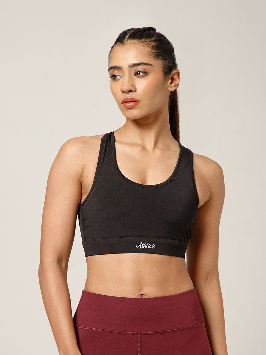 Minimalist Cutout Sports Bra Black