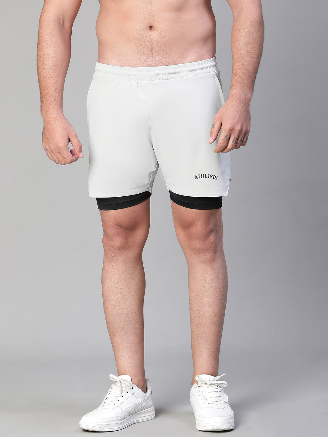 2 in 1 Lining Shorts Gray Athlisis Sports