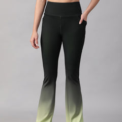 Dual Tone Flare Pant Green