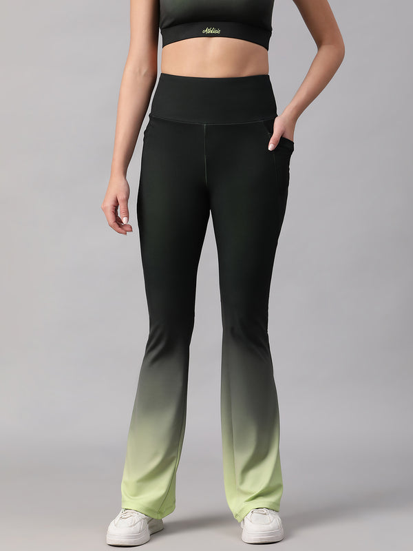 Dual Tone Flare Pant Green