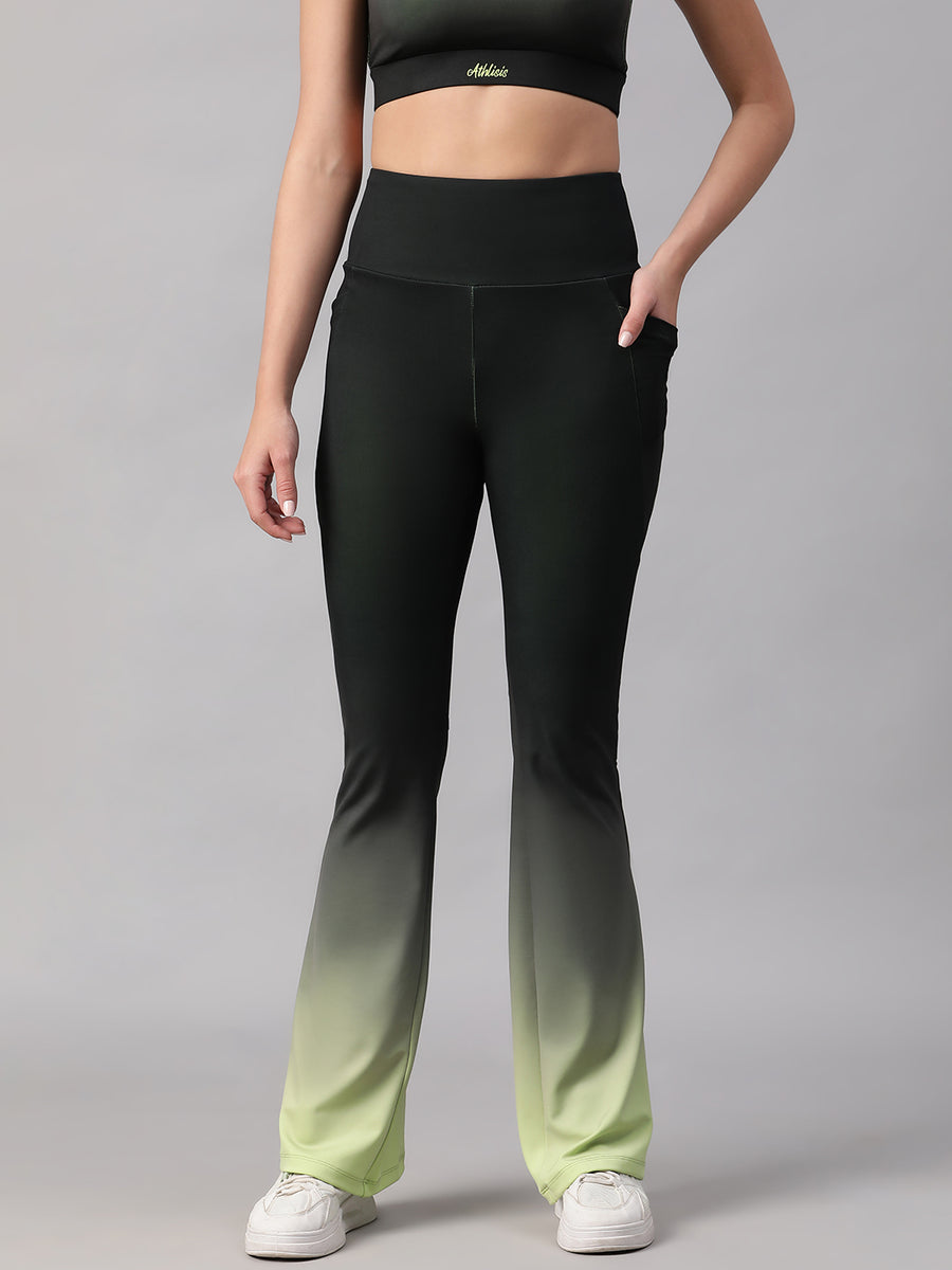Dual Tone Flare Pant Green