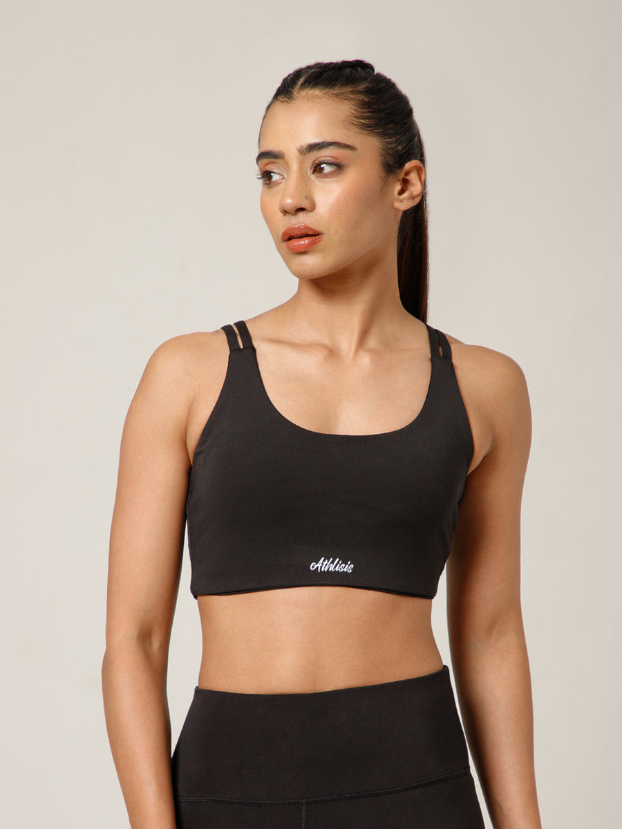 Twin Strap Sports Bra Black