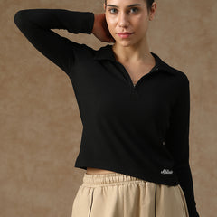 Aero Zip Polo T-shirt Black