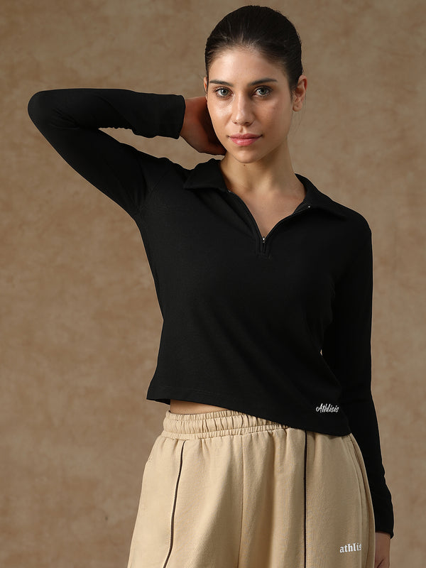 Aero Zip Polo T-shirt Black