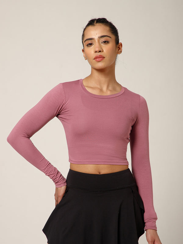 Essential Full Sleeve Crop top Mauve