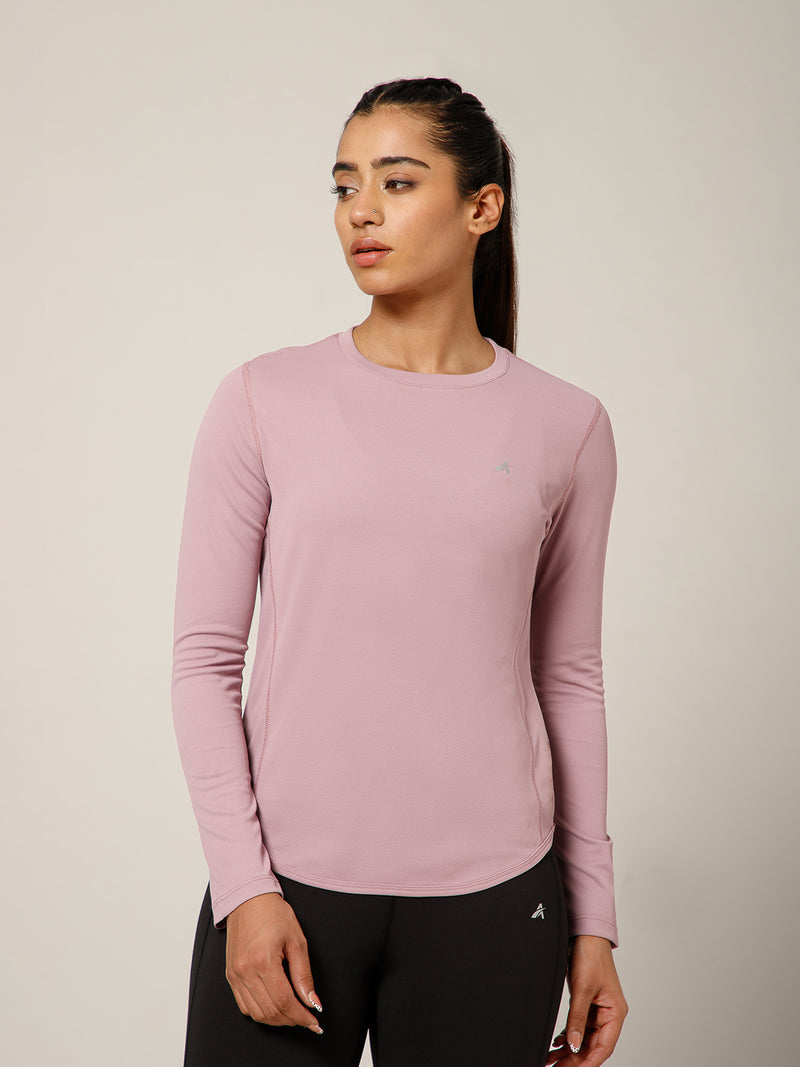 Curved Hem Full Sleeve T-Shirt Lavender