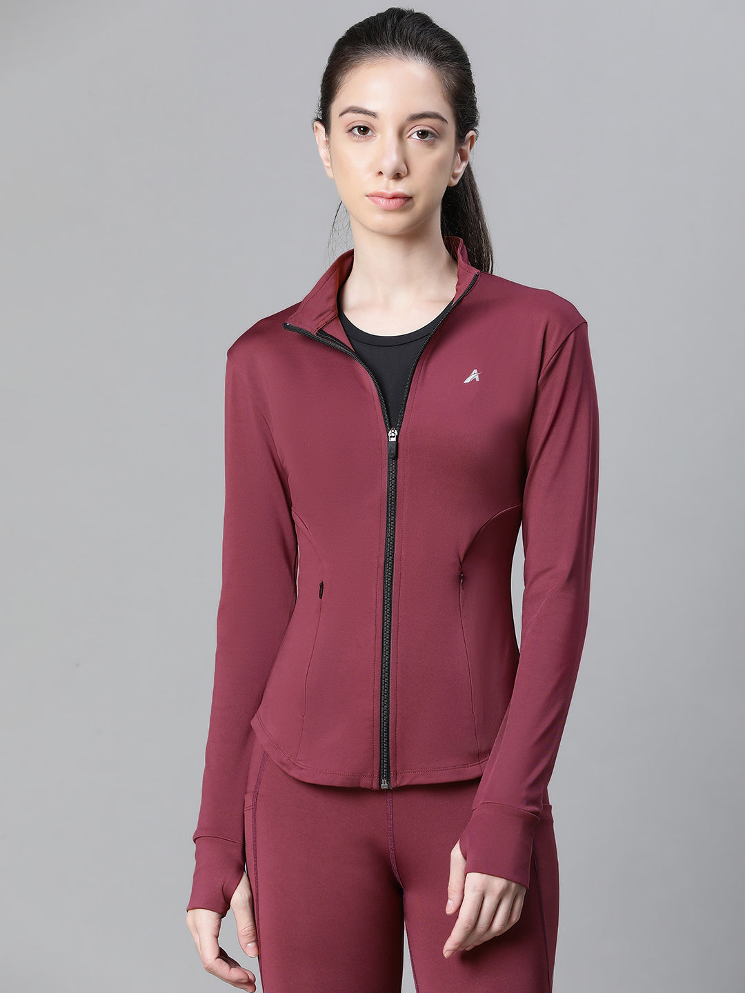 Contour Crop Jacket Maroon