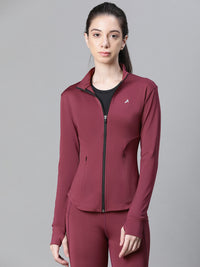 Contour Crop Jacket Maroon
