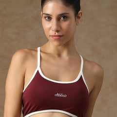 Flow Piping Sports Bra Maroon