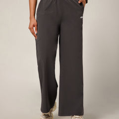 Elastic Waist Crinkle Baggy Pants Grey
