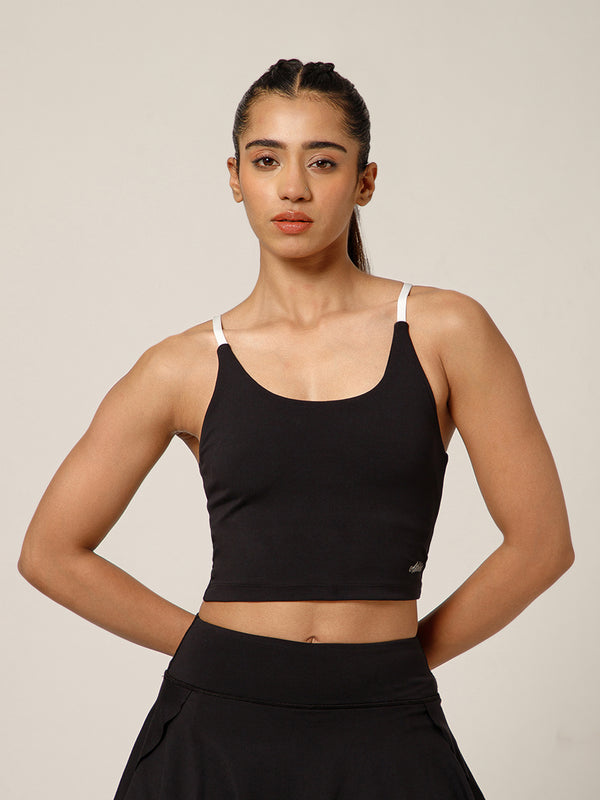 Cross Back Built In Bra Top Black