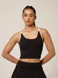 Cross Back Built In Bra Top Black