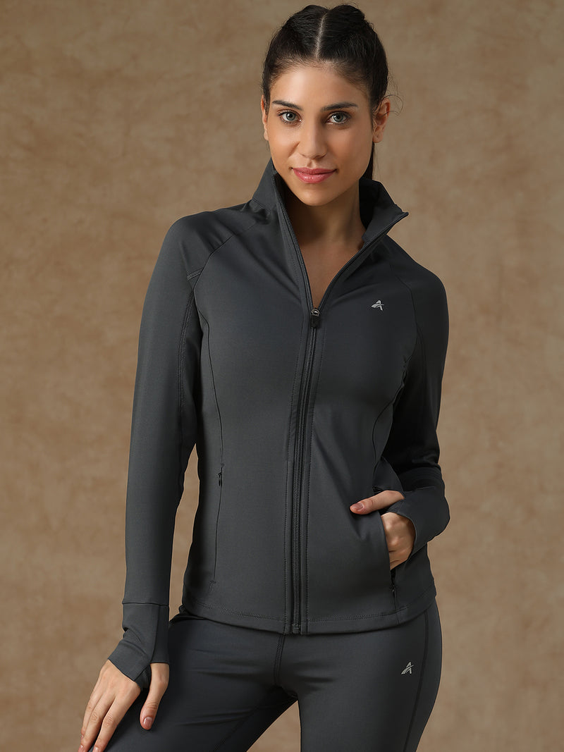 Midriff Crop Jacket Grey