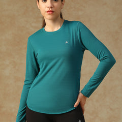 Curved Hem Full Sleeve T-Shirt Teal