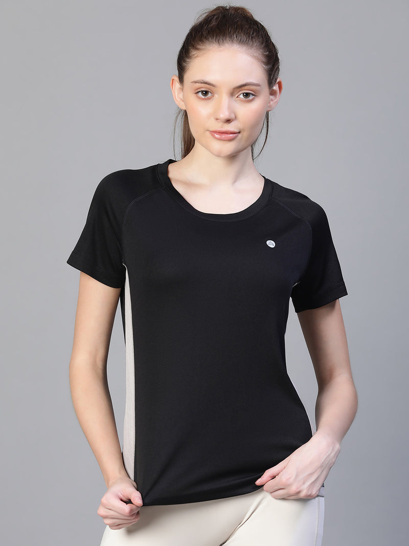 Contrast Side Panel T-Shirt Black