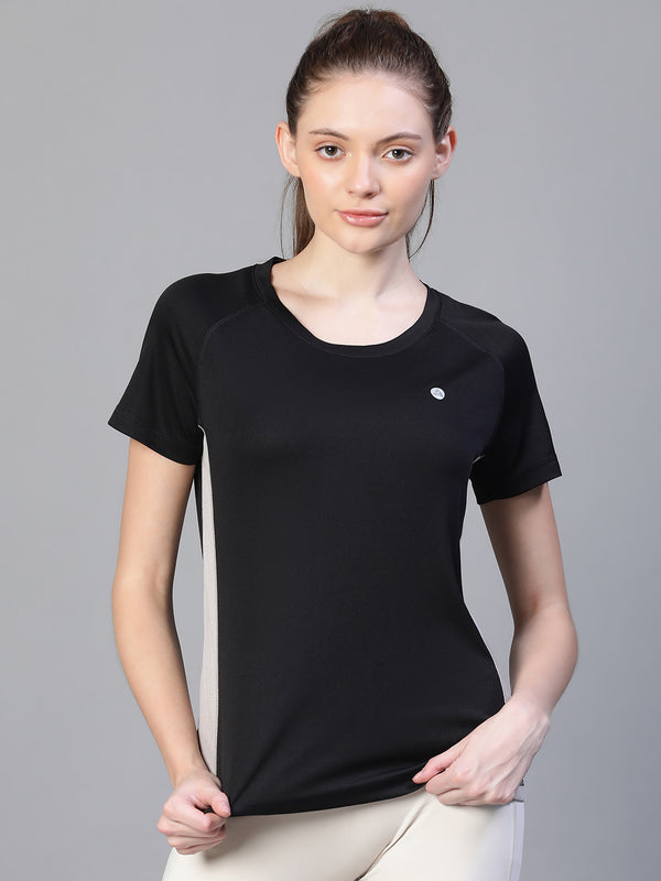 Contrast Side Panel T-Shirt Black