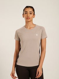 Contrast Side Panel T-Shirt Beige